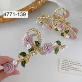 Impression Pack of 12 Pcs Pearl Flower Style Hair Clutcher Beads Hair Clutcher Metal Hair Clutcher